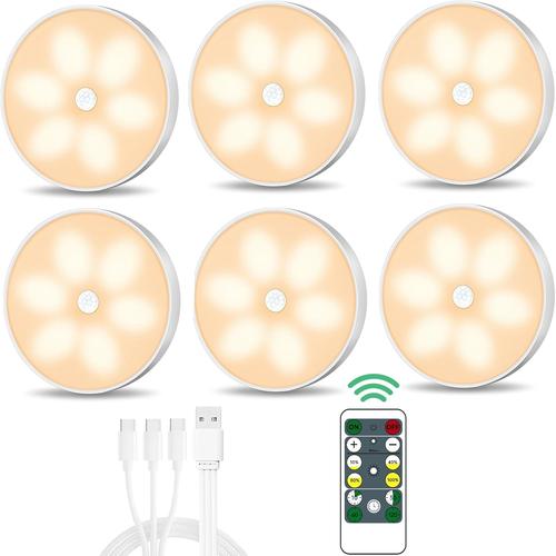 Warm Color LED Closet Lights Wireless Motion Sensor Puck Light, USB ...