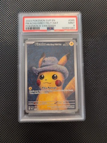 Pokémon Pikachu TCG Grey Felt Hat #085 Promo Van Gogh Pikachu PSA 9