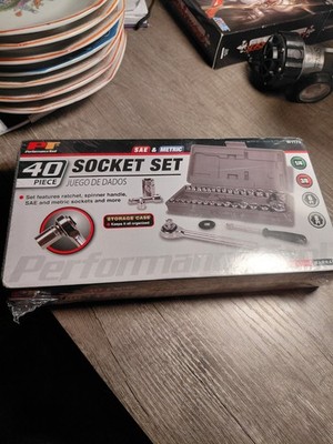 Performance Tool W1173 SAE/Metric 40-Piece Socket 40-pc Set, Silver ~ Brand New