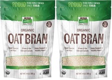NOW Foods, Organic Oat Bran, Source of Fiber 14 Ounce Pack 2 , Cream/Tan