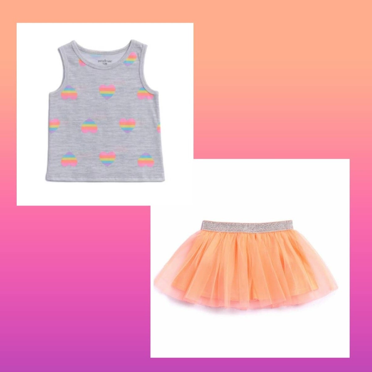 Rainbow Hearts Toddler Girl Tutu Outfit Size 12M