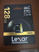 Lexar 128GB Professional 1800x UHS-II SDXC V60 Rated Memory Card GOLD Series 