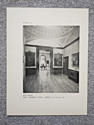 The Marble Hall at Kenwood House, Highgate, London - Antique Print - 1936