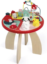 Baby Forest Wooden Activity Table – Multi-Activity Play Center with 4 Play Areas