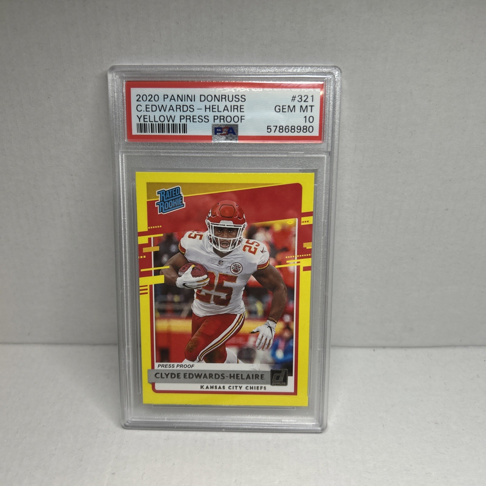 Clyde Edwards-Helaire Panini Donruss #321 Yellow Press Proof