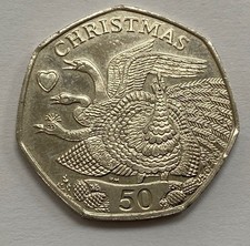 2008 ISLE OF MAN CHRISTMAS 50P THE 4 CALLING BIRDS 50 PENCE COIN