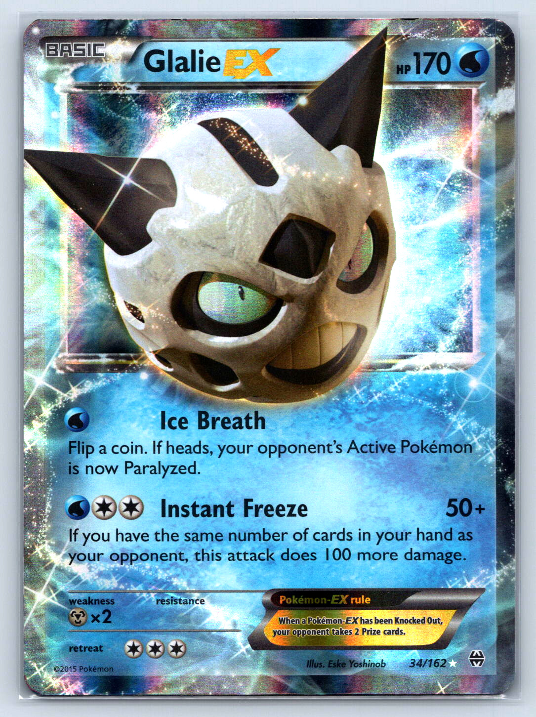 Pokemon TCG XY BREAKthrough 34/162 Glalie EX NM