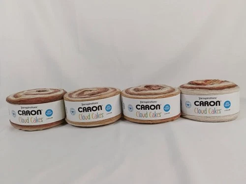 Lot of 4 Yarnspirations Caron Cloud Cakes Cinnamon Swirl Yarn 8.05oz Beige OOP - product listing photo
