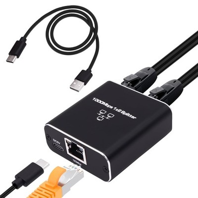 Ethernet Splitter 1 auf 2 Gigabit RJ45 Ethernet Splitter 1000Mbps RJ45 Netzwe...