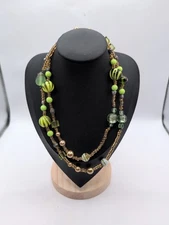 Handmade Artisan Czech Glass Glow Beaded Necklace 36"