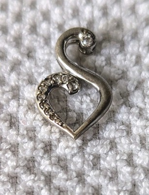925 Sterling Silber Infinity Herz mit Strass Anhänger gestempelt 925 DJB TH