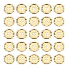 25pcs Metal Button 20mm (0.79") 4 Holes Alloy Round Sewing Buttons, Gold