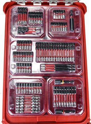 Milwaukee Shockwave Impact Driver Bit Set With Carabiner – Impact Duty Steel, Shockzone Tech, Wear Guard Tip, Includes Multiple Bit Types