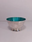 Towle Sterling Silver #46 Footed Bowl Teal / Green Enamel 215 Grams