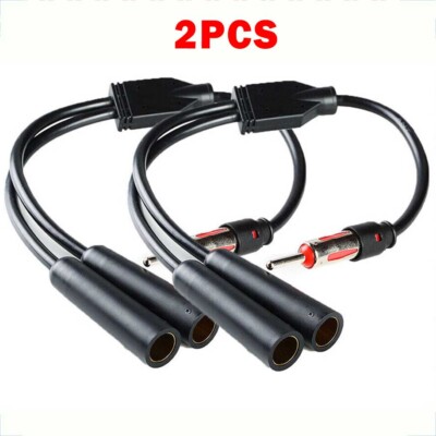 2*CAR STERIO ANTENNA ANT SPLITTER Y ADAPTOR 1 MALE 2 FEMALE AUTO RADIO AM FM NEW