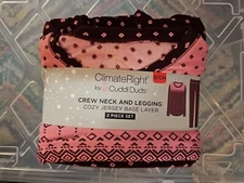 CUDDL DUDS 2 pc Set Womens SMALL ClimateRight Top Legging Pajama Base Layer RED