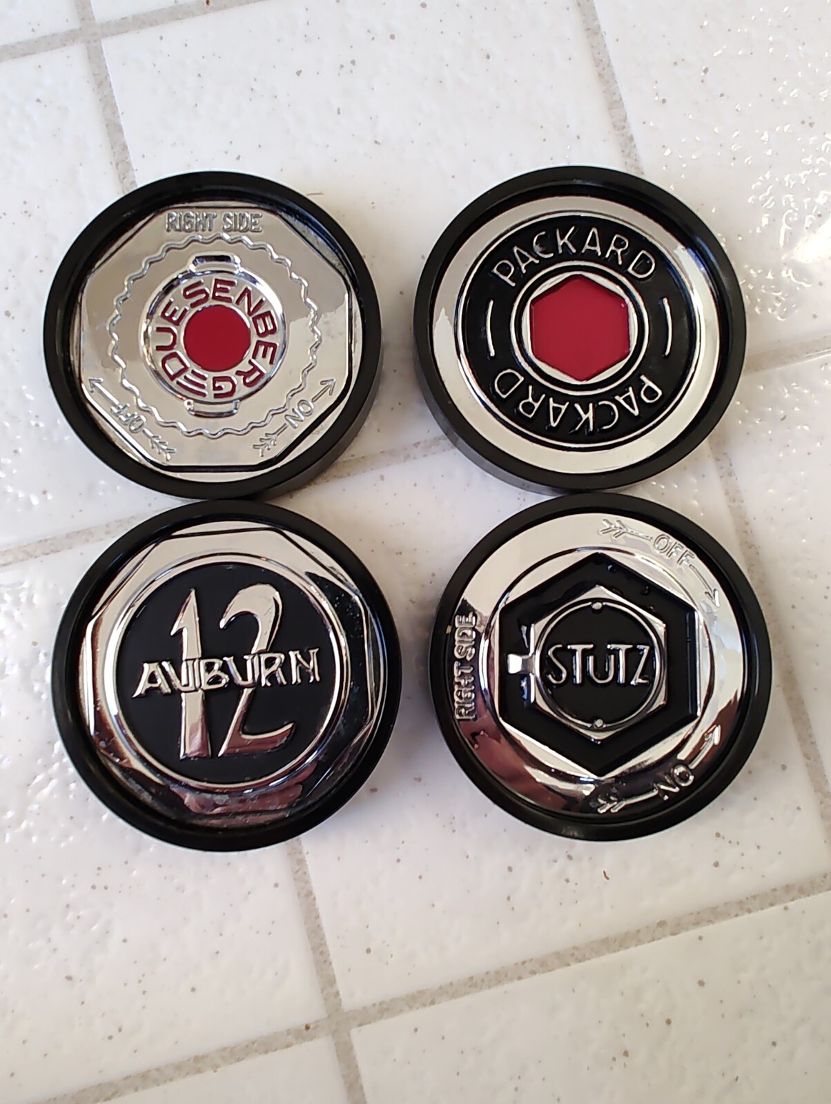 1984 Henry Ford Museum Classic Car Coasters Packard, Auburn, Stutz, Duesenberg