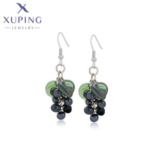 Authentic Gold plated round earring shaped  a bunch of grapes copper alloy Non-allergic 53