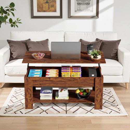 Coffee Table Lift Top Coffee Tables with Hidden Compartment and Storage Shelf - Picture 8 of 53