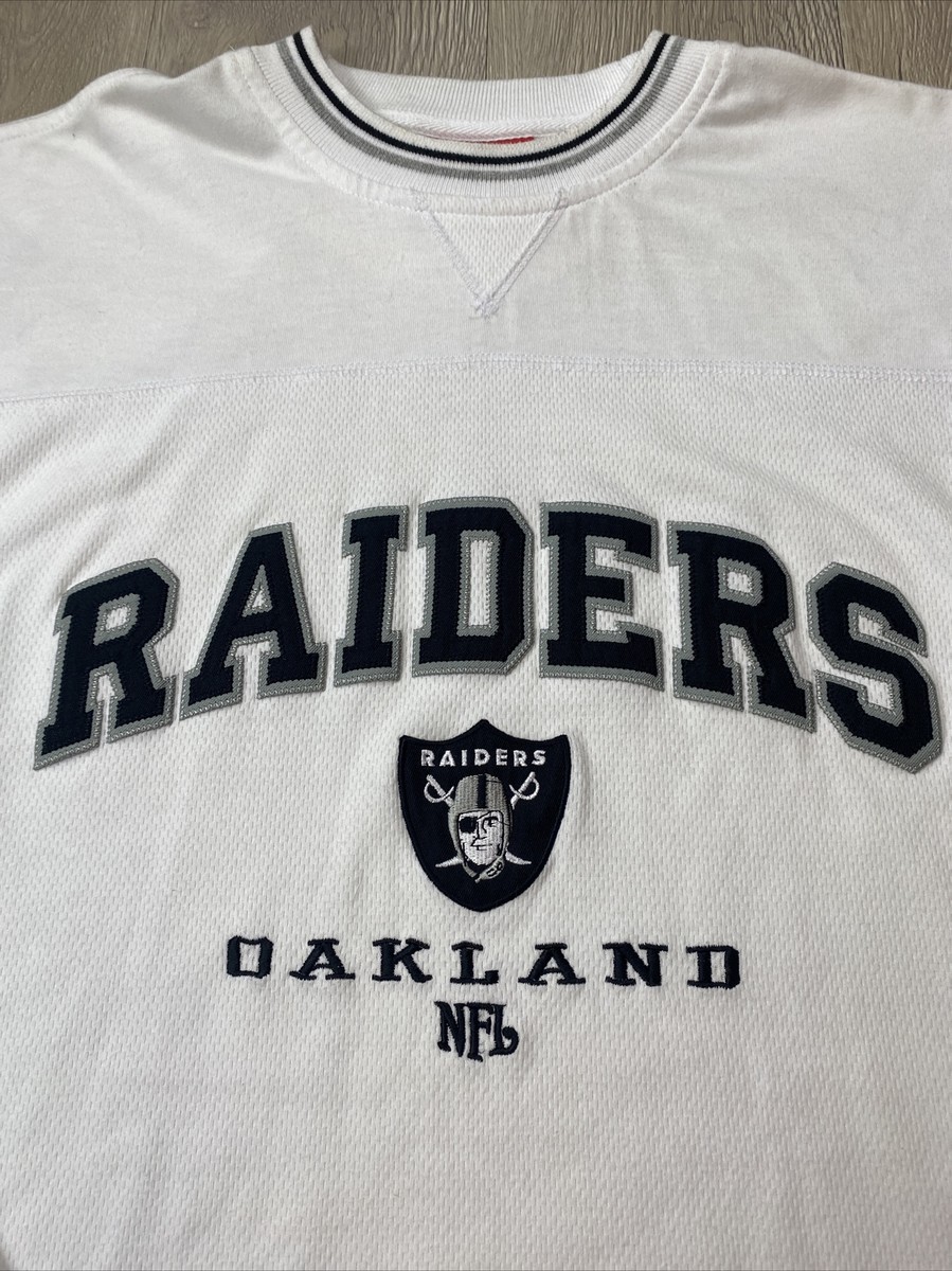Vintage NFL Oakland Raiders Football Long Sleeve Jersey Shirt Medium M  White VTG