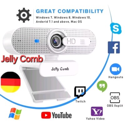 Webcam Full HD 1080P USB PC-Streaming-Kamera Autofokus Stereomikrofon jelly comb