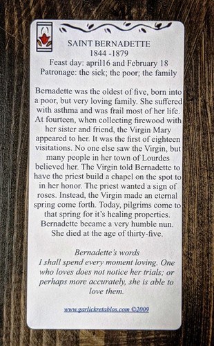 SAINT BERNADETTE POOR SICK RIDICULED FAITH HANDCRAFT WOOD 6" PLAQUE RETABLO 105 - Picture 3 of 3