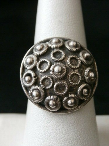 Unico anello vintage in argento sterling grande fatto a mano sud-ovest con perline. #827 - Foto 1 di 6