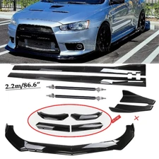 Front Bumper Lip Spoiler Chin Splitter For Mitsubishi Lancer EVO Glossy Black