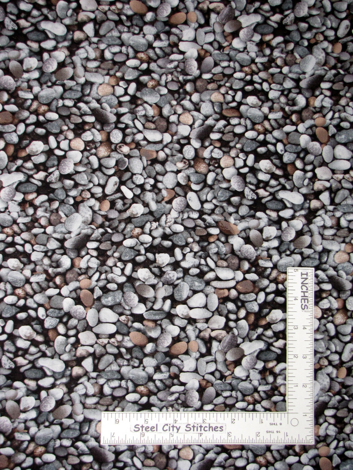 Nature Stones Pebbles Rocks Gray Cotton Fabric Timeless Treasures C6857 By Yard