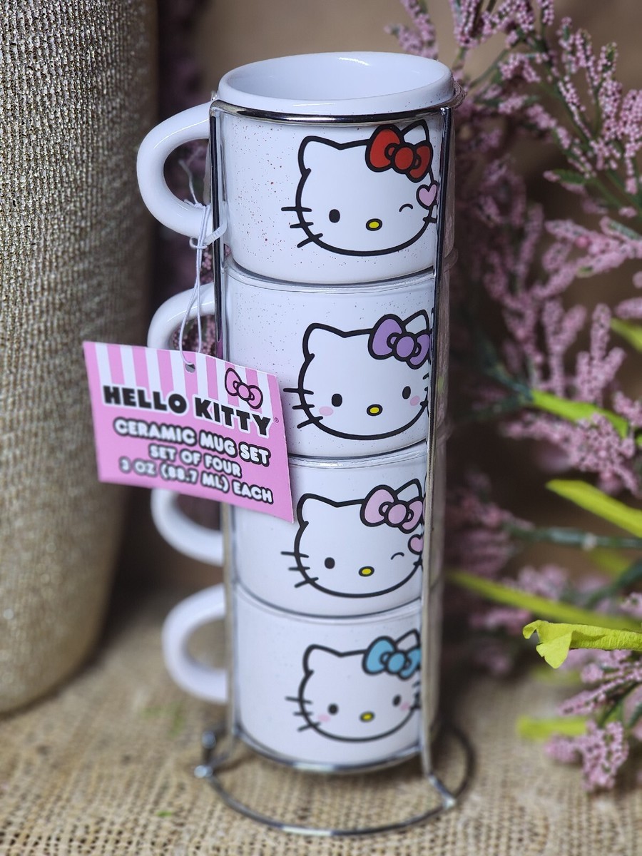 Sanrio Hello Kitty 3oz Stacking Espresso Mugs Set of Four in a