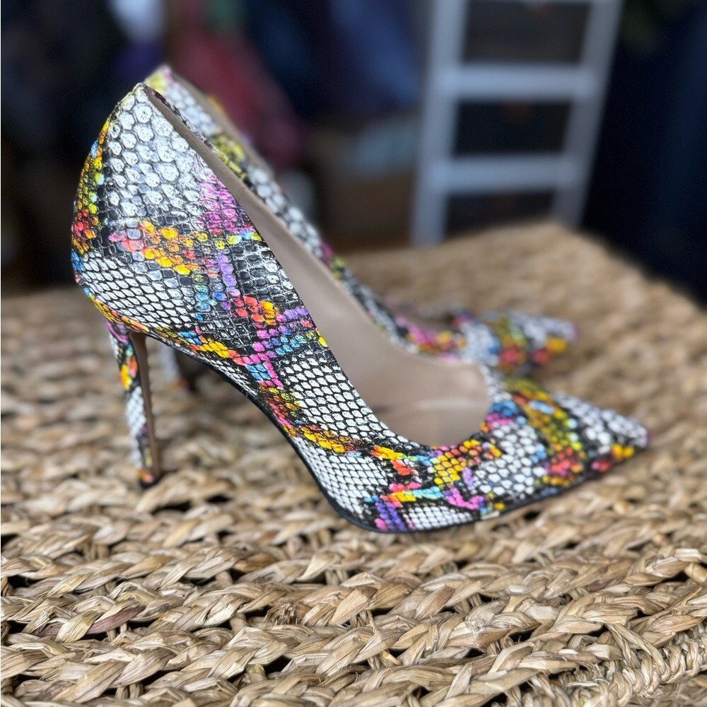 Mix No.6 Danyah Faux Snake Print Multicolor Heels 6.5
