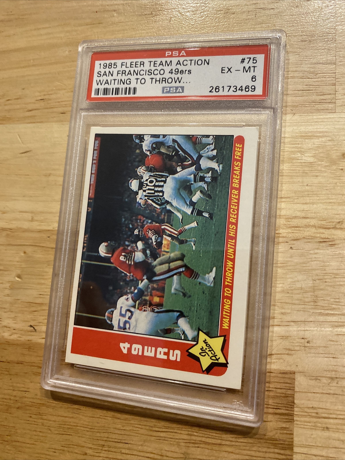 Joe Montana PSA 6 Fleer NFL 1985 Vintage San Francisco 49ers Football Card HOF view 8