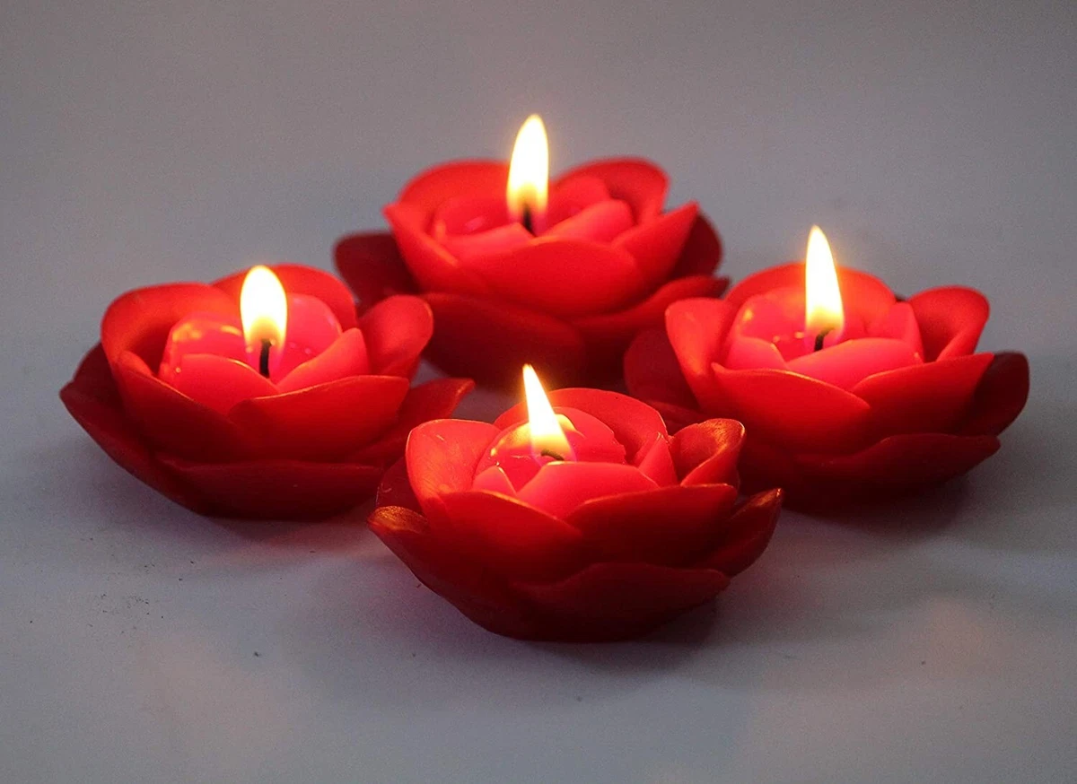 Diwali Floral Glow 8 Pack Paraffin Wax Rose Candles Festive