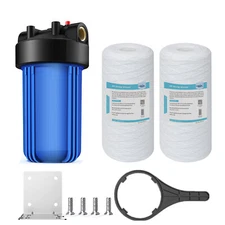 Whole House Water Filter Housing System &2P 10" x4.5" String Wound Sediment Set