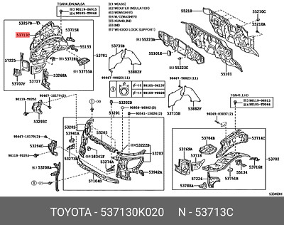 OE extension, front fender apron, front right, 537130K020 for