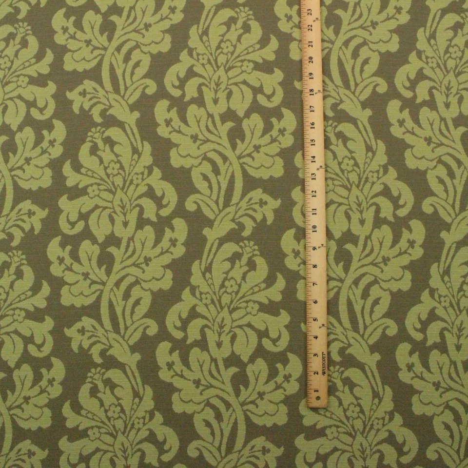 TELA JACQUARD EXTERIOR INTERIOR VID FLORAL VERDE SALVIA TOSCANA POR 55"W Foto 3 de 4