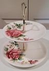 Vintage Lefton "ROSE" 2 tier Tidbit Plate/Dish set with Handle, #942N, JAPAN — photo 2