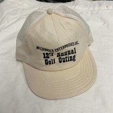 Vintage Golf Trucker Baseball Cap Hat Made in USA! Light Peach Color Golf Outing
