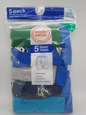 Wonder Nation Boxer Briefs 5 Pack   Cotton SZ L10-12, XL 14- 16 Assorted Colors