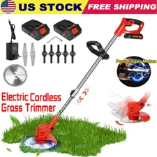 Cordless Electric Weed Lawn Eater Edger Yard Grass String Trimmer Cutter mower