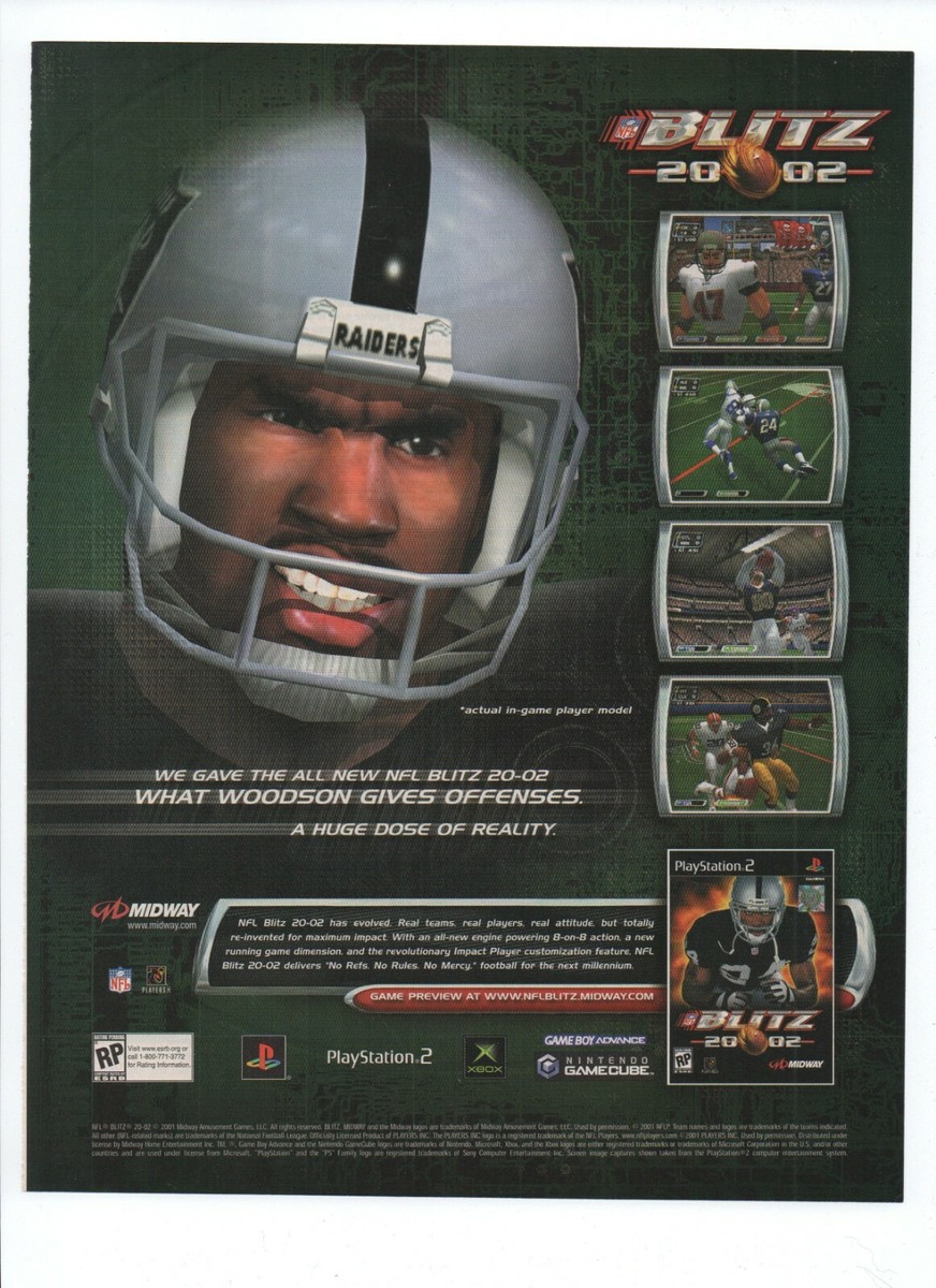 NFL Blitz 2002 Playstation PS2 Xbox Nintendo GC GBA 2001 Vintage Print Ad  Art