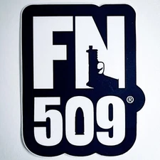 FN Herstal FNH Firearms 509 Vinyl Logo Sticker Decal Navy Blue & White - New