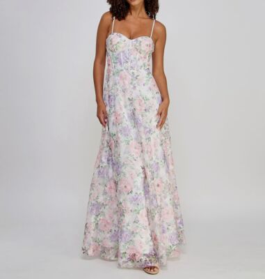 Trixxi Women's White Juniors' Floral-Embroidered Corset Gown Trixxi Women's White Juniors' Floral-Embroidered Corset Gown