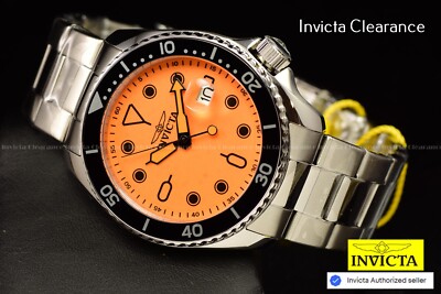 Invicta Men's 46mm Pro Diver SWISS Quartz ORANGE LUME DIAL SILVER