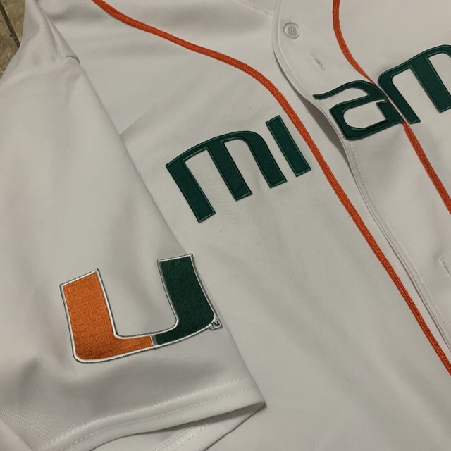 University Of Miami Baseball Jersey White Officially Licensed Teamwear