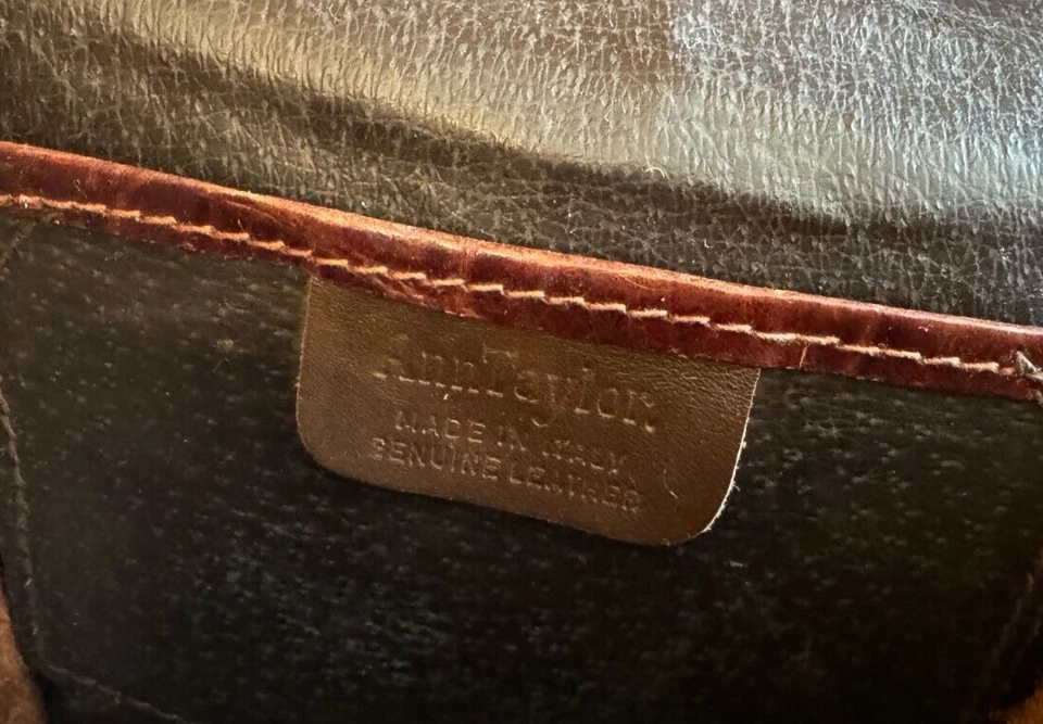 Ann Taylor Brown Woven Leather Crossbody Bag Alligator pattern - Image 2 of 4