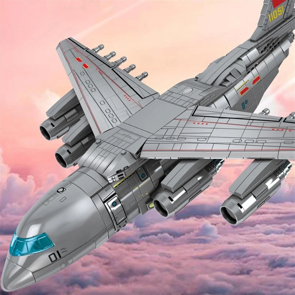 Military Transport Aircraft Y20 Conveyor Building Blocks Bricks 1254 Pieces
