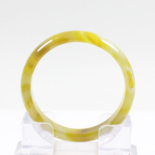 69mm Certified Natural Agate Chalcedony Yellow Brown Jade Bracelet Bangle a7097 - Picture 12 of 15
