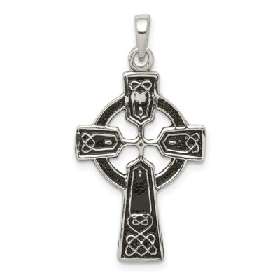 Sterling Silver Polished and Antiqued Celtic Cross Charm Pendant | eBay