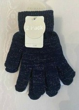 Primark 2-Pack White and Blue Sparkly M/L Kids/Children's Gloves